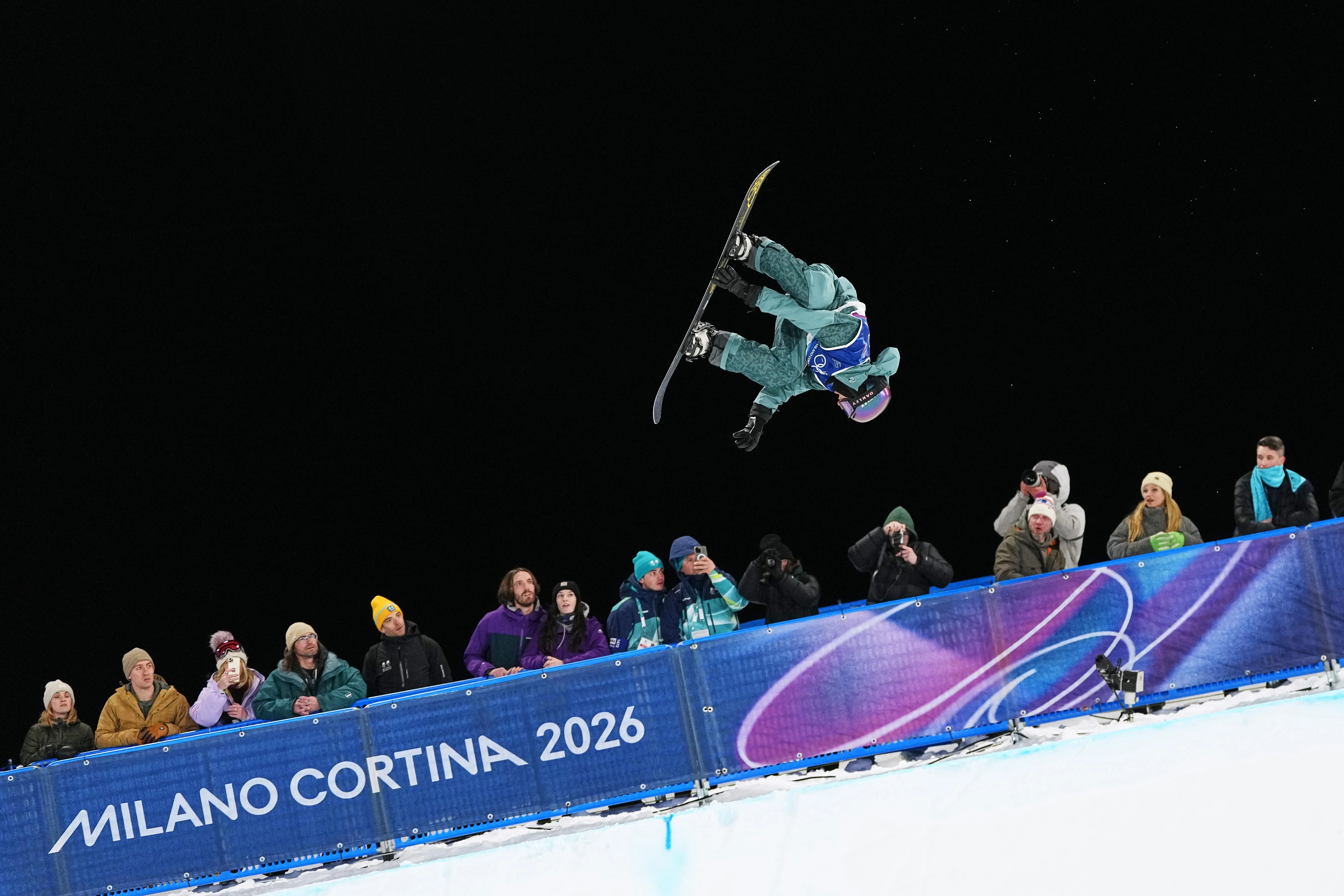 Brazil's Patrick Burgener competes during the men's snowboarding halfpipe qualifications.