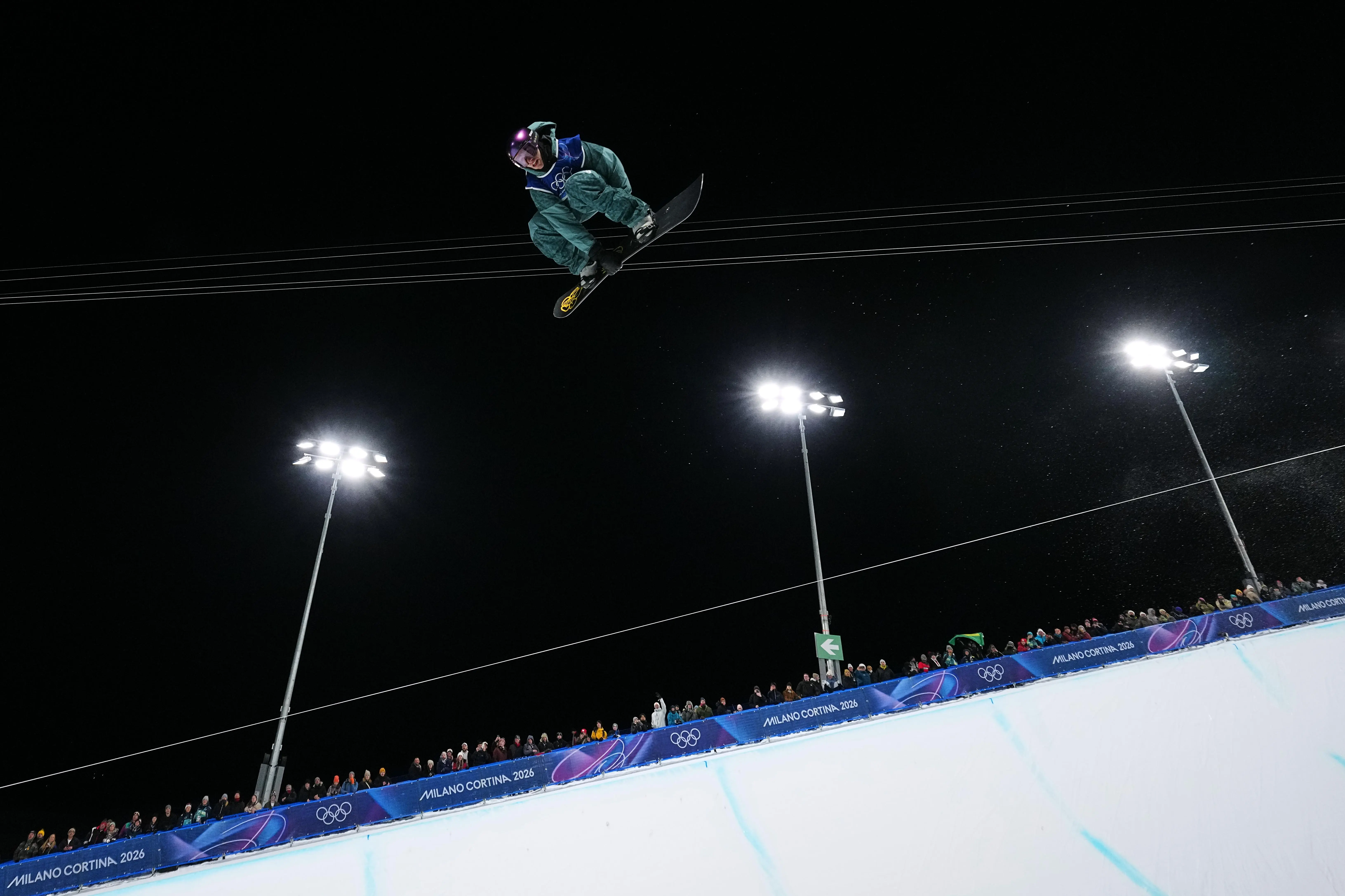 Brazil's Patrick Burgener competes during the men's snowboarding halfpipe qualifications.