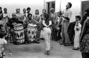 301 Crown was used as a practice space for the Loizenos Ausentes, a local Bomba and Plena group led by Grammy-winning Salsa vocalist Henry Alvarez, left, on drum. Tomas Filomeno, YC 79, a DB member who also performed with the group. Photo by David Gonzalez