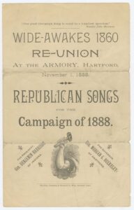 Songbook for the 1888 Wide Awakes reunion. Connecticut Museum collection, MS 13264.