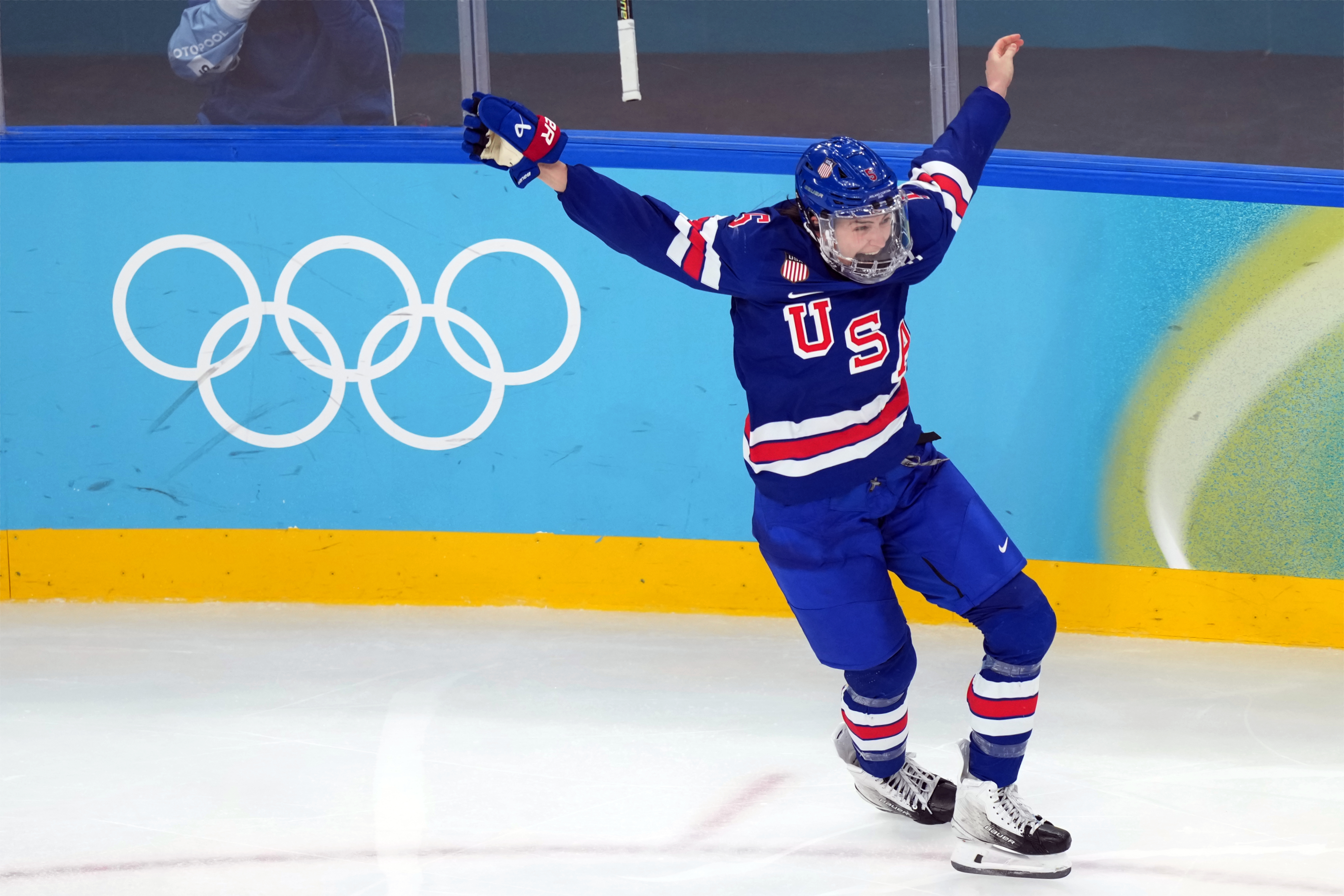 United States’ Megan Keller celebrates after scoring the winning goal...