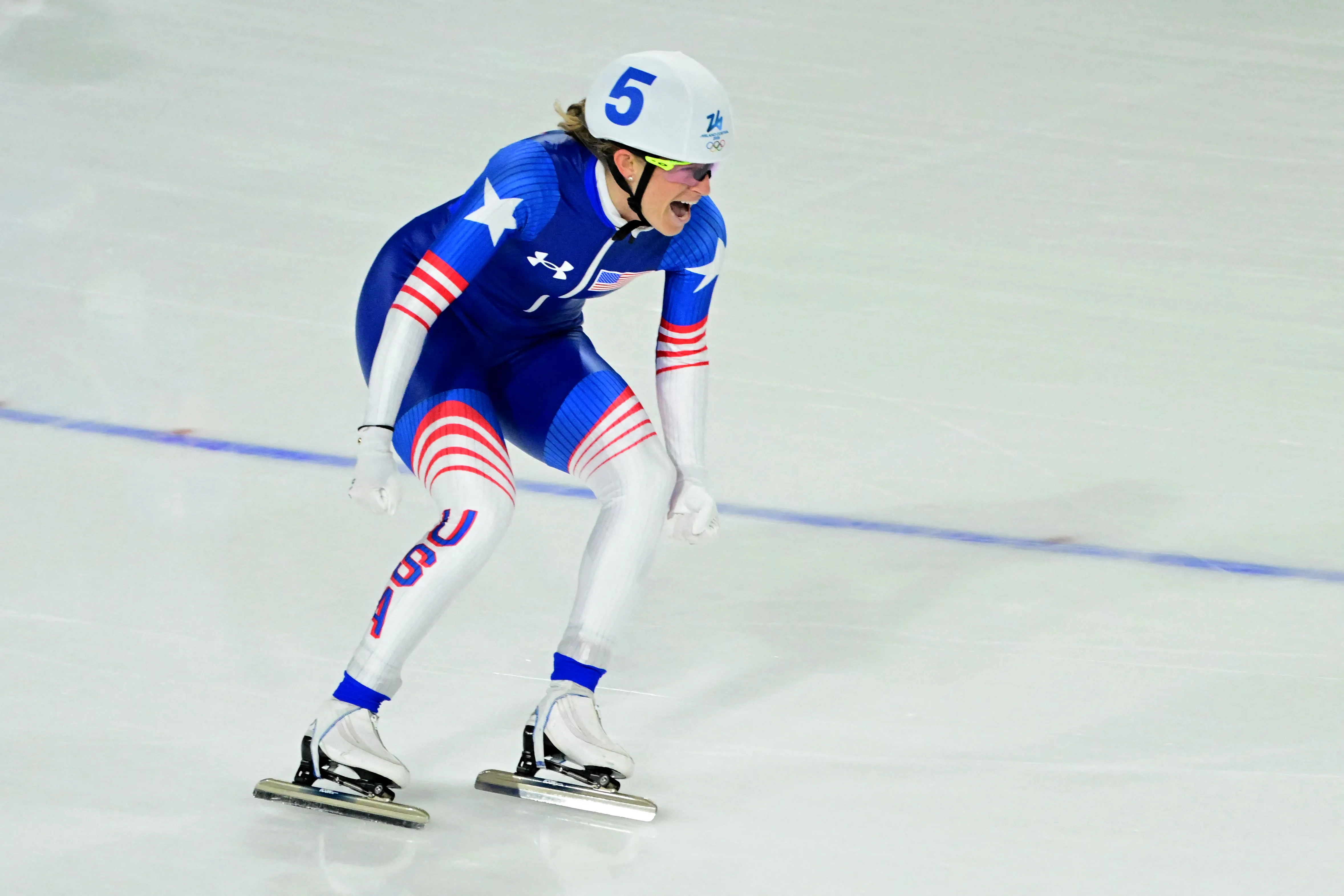 Mia Manganello celebrates winning bronze
