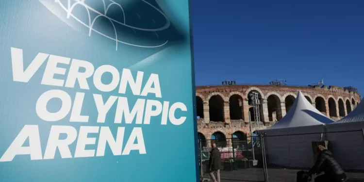Verona prepares its ancient arena for the Olympics closing ceremony on Sunday