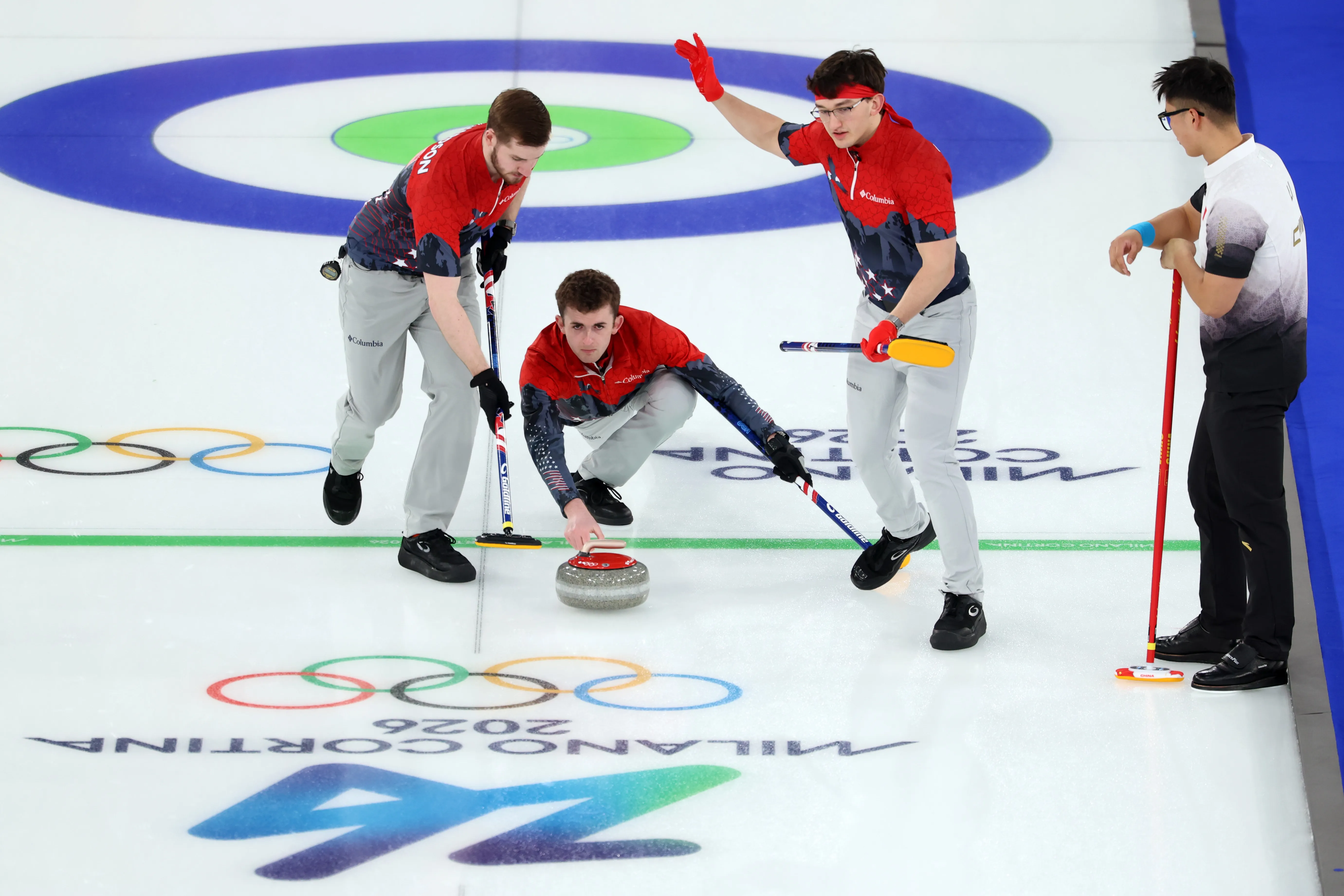 Ben Richardson, Daniel Casper and Aidan Oldenburg of Team United States compete