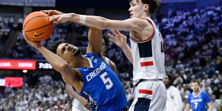 No. 5 UConn men’s basketball upset in 91-84 loss to Creighton as shaky defense shows up again