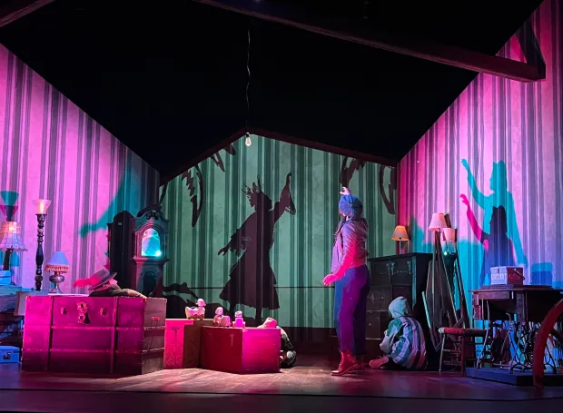 An image from the intimate, nonverbal multidisciplinary theater piece "Darling" at Connecticut Repertory Theatre. (Hannah Trobaugh)