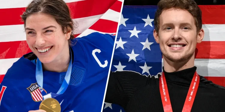 Team USA's Closing Ceremony flag bearers are … Hilary Knight and Evan Bates!