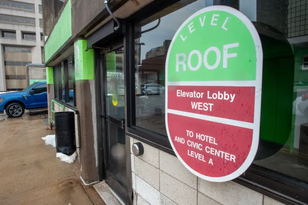 The rooftop parking area at the MAT Garage in downtown Hartford is slated for renovation this summer. (Aaron Flaum/Hartford Courant)