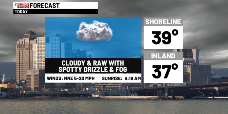 Cloudy and chilly Saturday. Showers/thunder Saturday night. Much milder Sunday PM