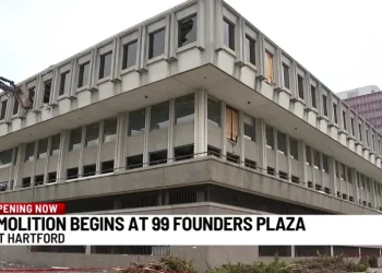 Demolition underway at 99 Founders Plaza office building in East Hartford