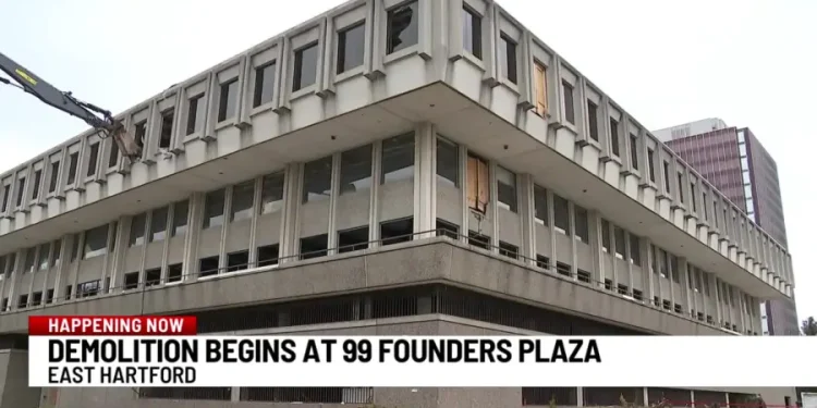 Demolition underway at 99 Founders Plaza office building in East Hartford