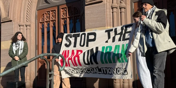 Dozens protest against war with Iran in New Haven
