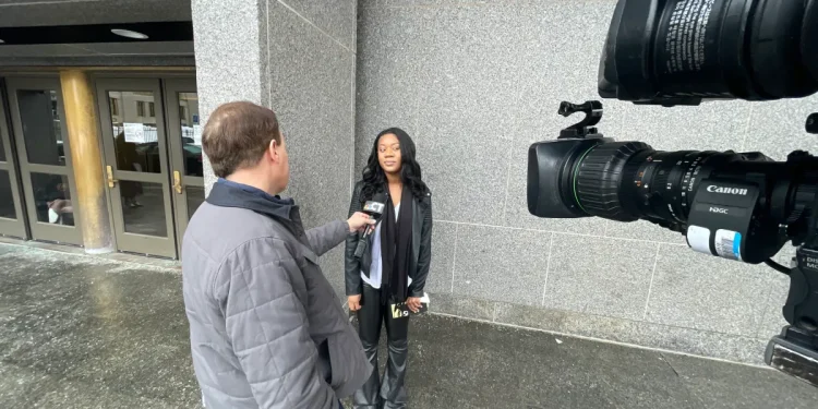 Survivor says she faced harassment outside court as her case returned before a judge