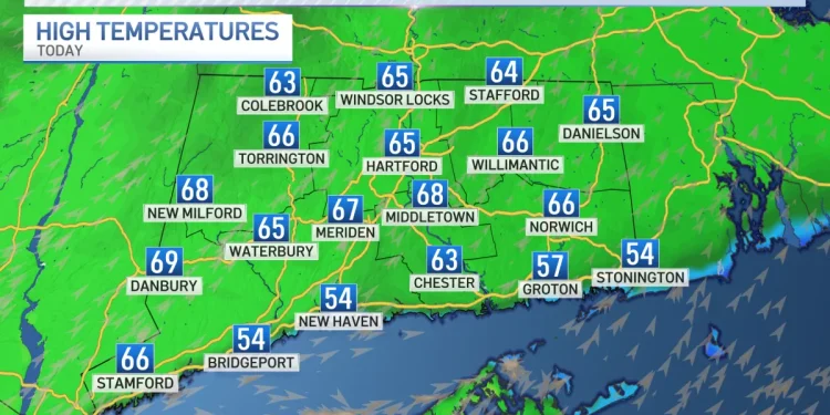 Starting the work week with warm temps in the 60s