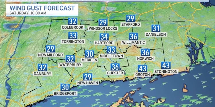 Breezy Saturday with temperatures in the 40s