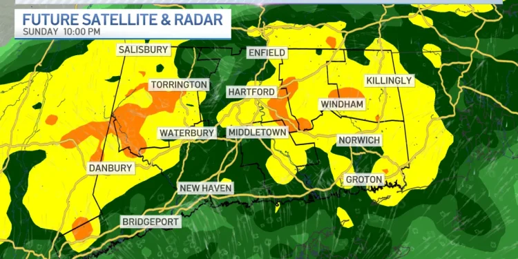 Rain chances return through a breezy Sunday