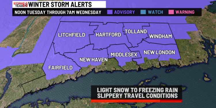 Winter Weather Advisory for much of the state