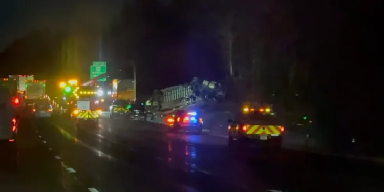 Rollover crash closes part of I-84 East in Willington during morning commute