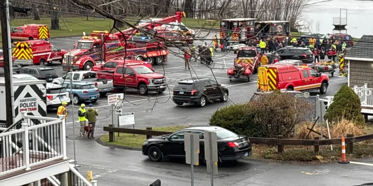 Emergency crews respond after vehicle went into Connecticut River in Rocky Hill