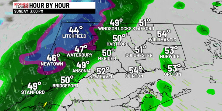 Dry and mild today, rainy and cool on Sunday