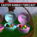 Fog and drizzle with steady afternoon rain on this Easter Sunday