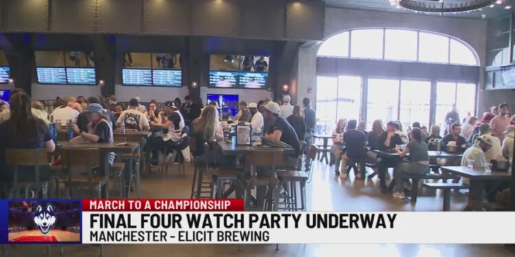 UConn fans bring the noise to Elicit Brewing for NCAA men's basketball watch party in Manchester 
