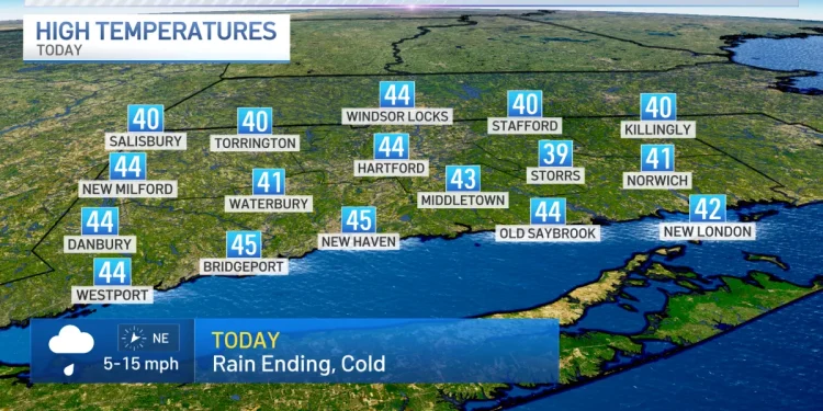 Cooler temperatures, showers for Thursday