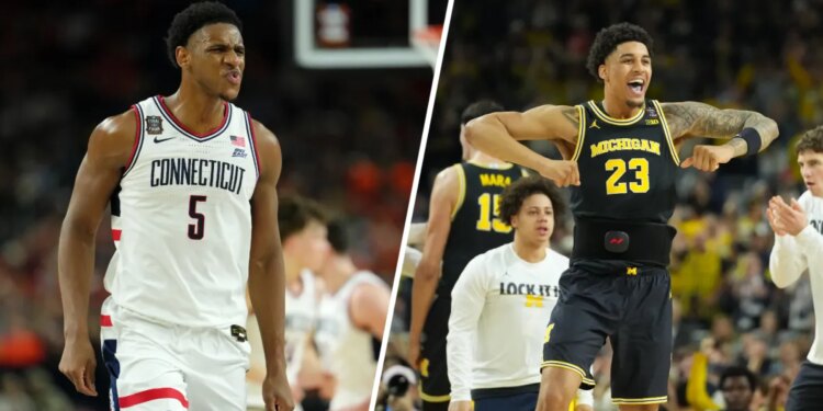 Michigan muscles its way to program's 2nd national title, beating stubborn UConn 69-63