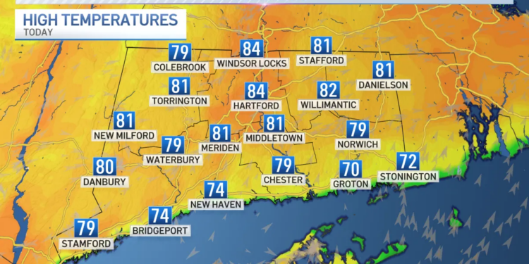 Much warmer temps and lots of sun on tap for Tuesday