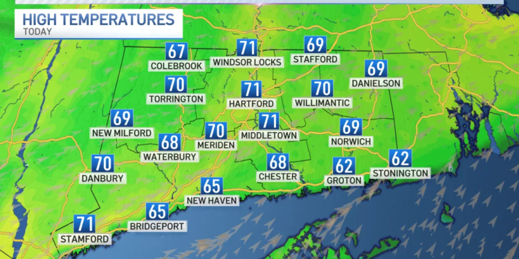Sunny and warm temps to start the work week