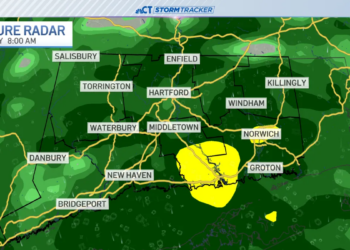 Rain persists through a chilly Sunday, finally dry by Monday afternoon
