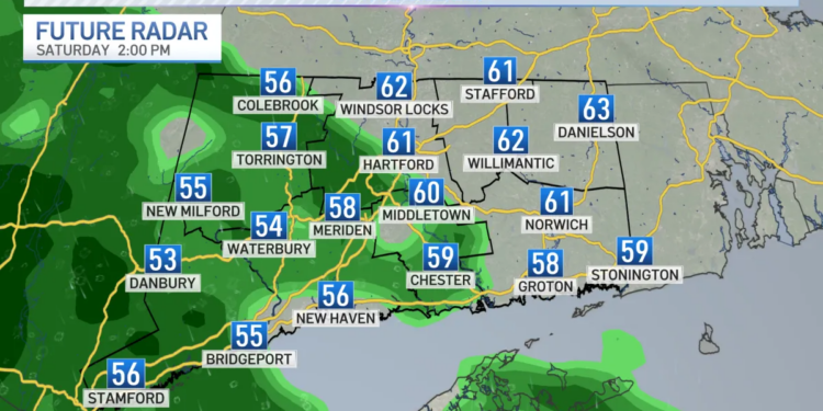 Rain slowly moves into Connecticut on Saturday, soggy Sunday expected