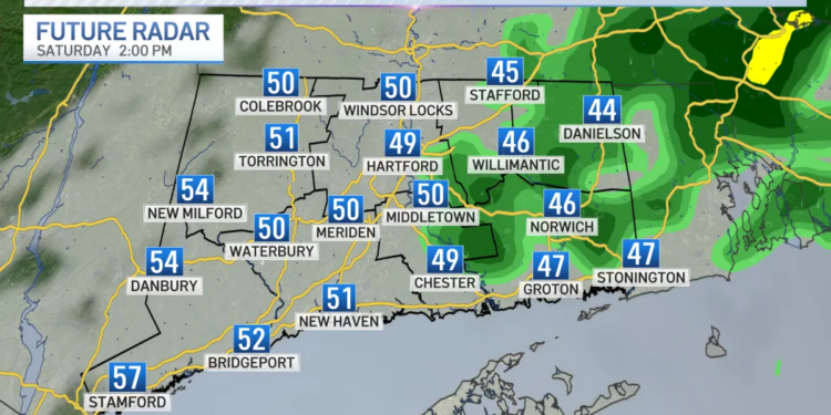 Windy and chilly through Saturday with a few rain showers