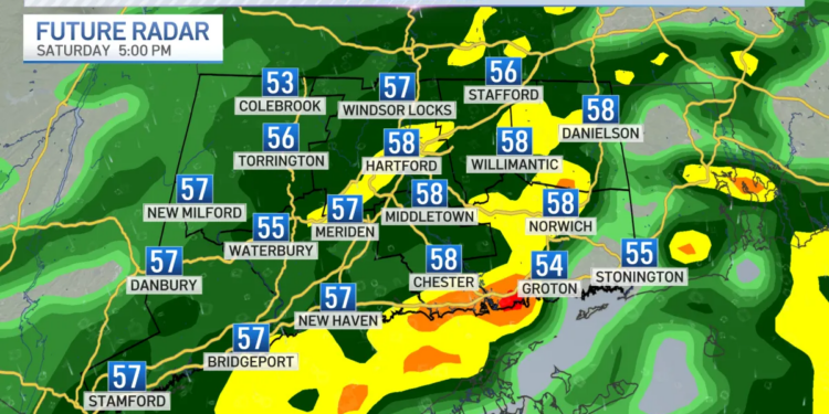 Saturday showers with highs in the 50s