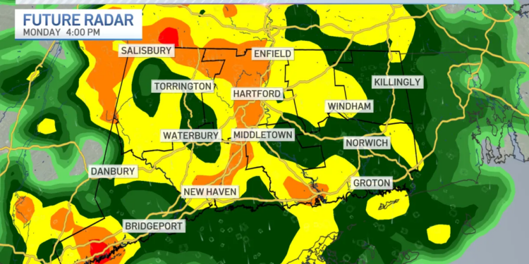 Heavy rain develops by Monday afternoon and evening