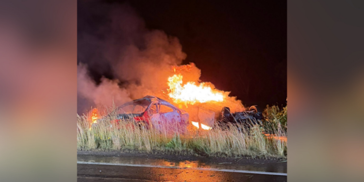 Multiple injured after 2 vehicles crash and catch fire in Portland