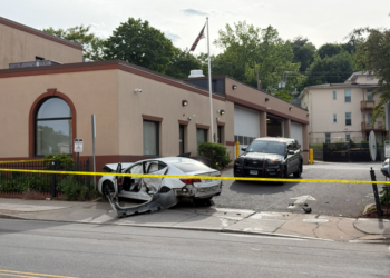 New Britain police investigating shooting after vehicle crashes into EMS headquarters