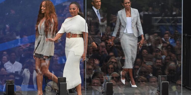 Obama Center opens in Chicago with celebrity crowd and call to defend democracy