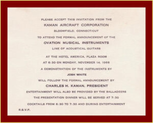 Ovation Musical Instruments Line Formal Announcement Invitation and Program
