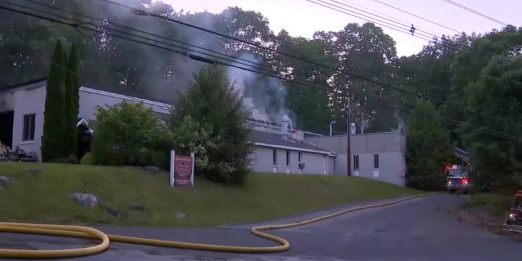 Crews battle flames at construction company in Barkhamsted