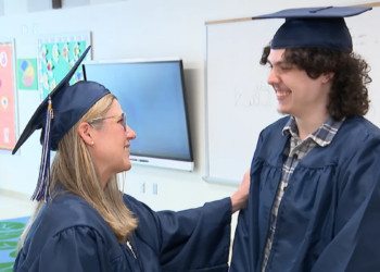 Mother and son receive high school diploma from Hartford Adult Education Center