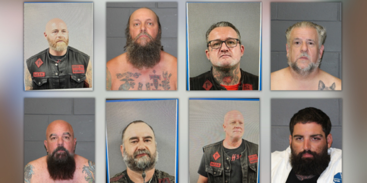 8 men charged after shooting and assault at Cadillac Ranch that left man critically injured