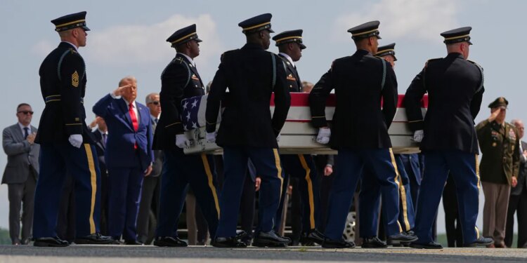 Trump attends dignified transfer as 4 U.S. troops killed in Iran war return home