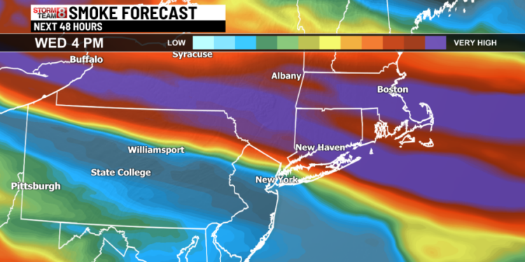 Heat & humidity plus wildfire smoke today