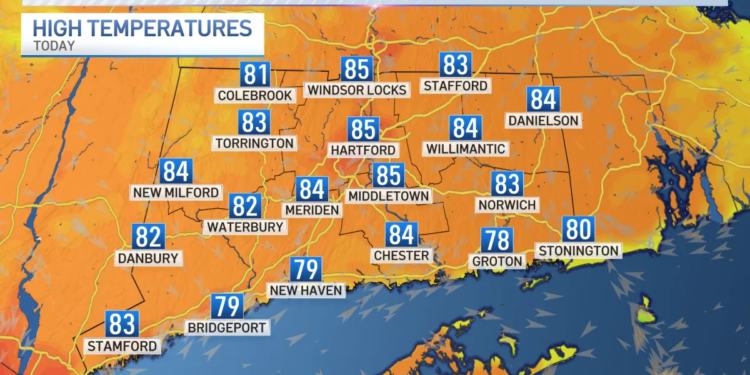 Warm day on tap with highs in the 80s