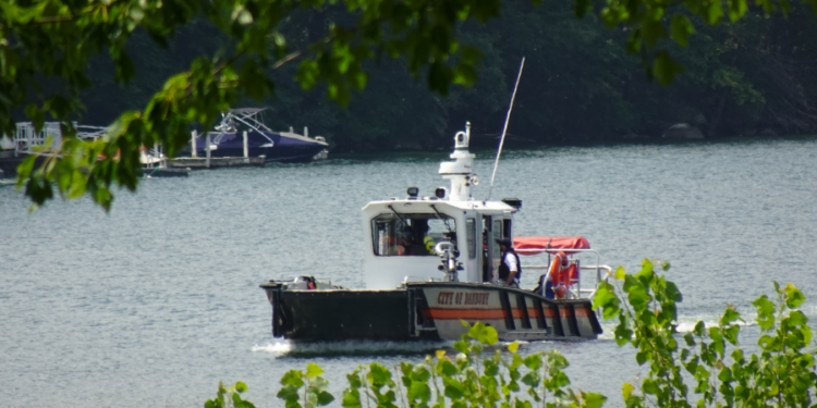 Propane truck enters Candlewood Lake in area of Squantz Boat Launch in New Fairfield