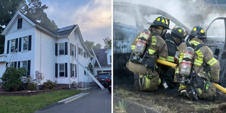 Firefighters respond to house fire and car fire at the same time in North Haven