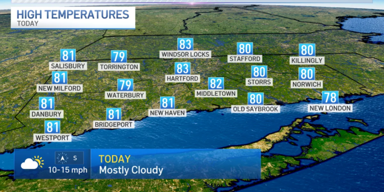Cloudy and humid Sunday before showers develop tonight