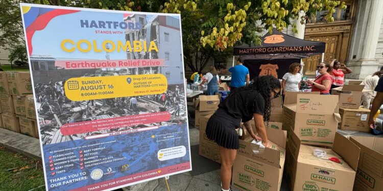 Hartford community collects more than 30 boxes of supplies for Colombia earthquake relief